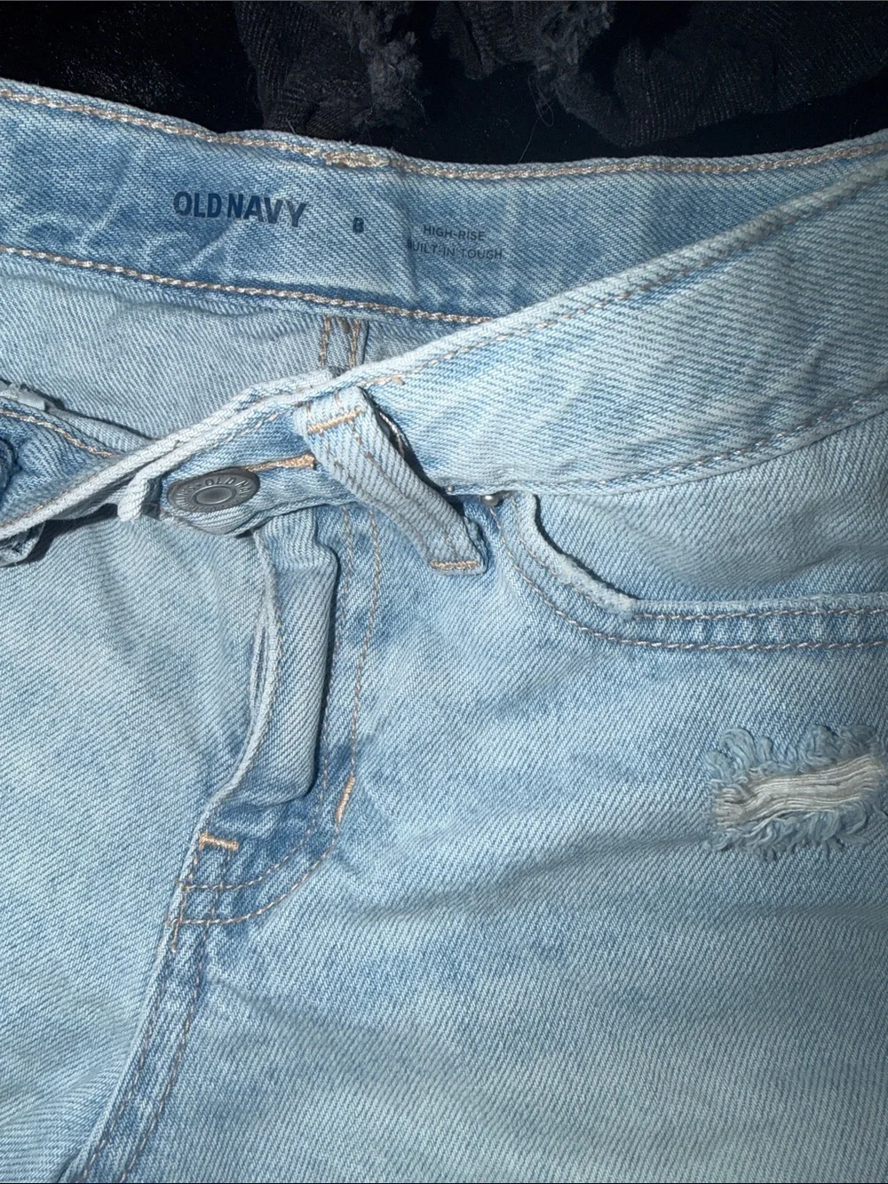Old Navy Girls 4-Pack Denim Shorts - Light Blue, Black, Dark Blue & cream